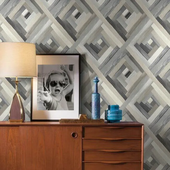 York Wallcoverings Wynwood Geometric wallpaper, color Grey, SKU UC3834