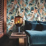 York Wallcoverings Fauvist Flock wallpaper, color Coral & Aqua, SKU AG2016