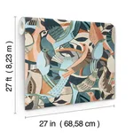 York Wallcoverings Fauvist Flock wallpaper, color Coral & Aqua, SKU AG2016
