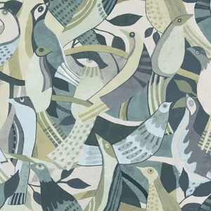 York Wallcoverings Fauvist Flock wallpaper, color Green, SKU AG2017