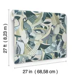 York Wallcoverings Fauvist Flock wallpaper, color Green, SKU AG2017