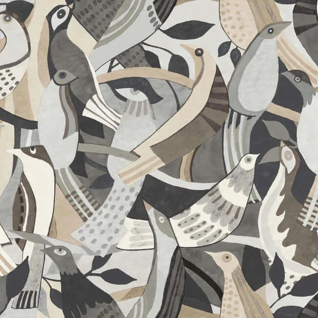 York Wallcoverings Fauvist Flock wallpaper, color Neutral, SKU AG2018