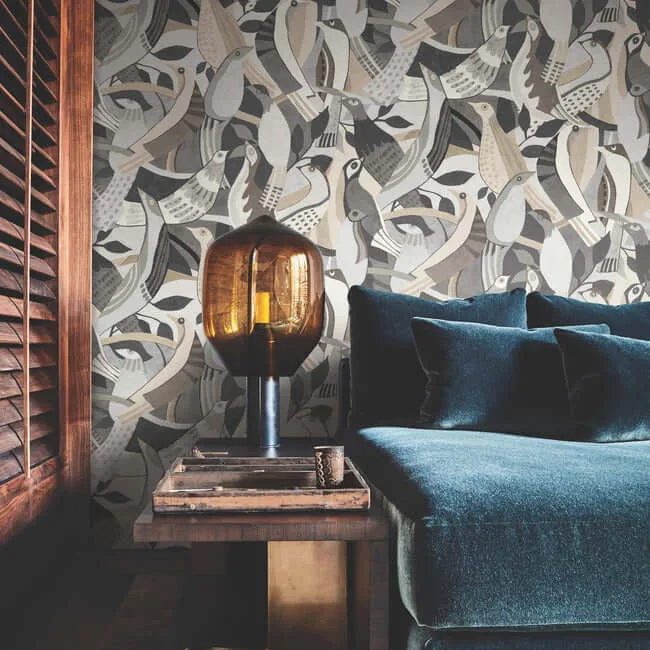 York Wallcoverings Fauvist Flock wallpaper, color Neutral, SKU AG2018