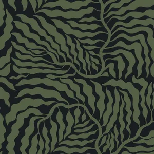 York Wallcoverings Fern Fronds wallpaper, color Black & Green, SKU AG2061