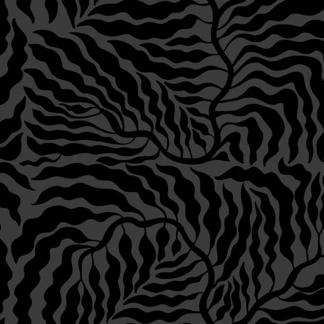York Wallcoverings Fern Fronds wallpaper, color Black, SKU AG2062