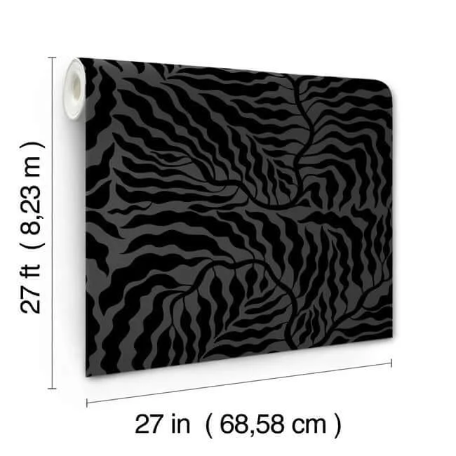 York Wallcoverings Fern Fronds wallpaper, color Black, SKU AG2062