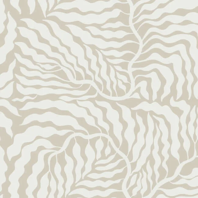 York Wallcoverings Fern Fronds wallpaper, color Taupe & White, SKU AG2063