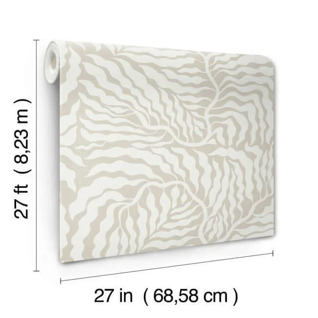 York Wallcoverings Fern Fronds wallpaper, color Taupe & White, SKU AG2063