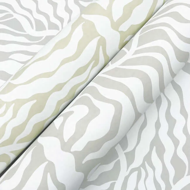 York Wallcoverings Fern Fronds wallpaper, color Taupe & White, SKU AG2063