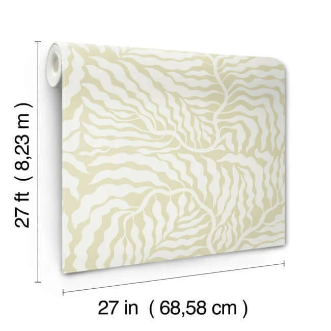 York Wallcoverings Fern Fronds wallpaper, color Light Green & White, SKU AG2065