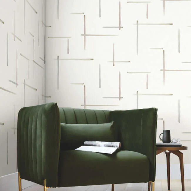 York Wallcoverings Gilded Sumi-E wallpaper, color Orchid & Glint, SKU AG2040