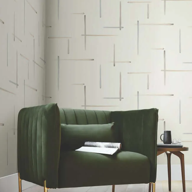 York Wallcoverings Gilded Sumi-E wallpaper, color Neutral & Glint, SKU AG2043