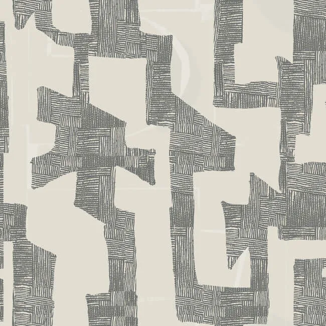 York Wallcoverings Modern Tribal wallpaper, color Linen & Charcoal, SKU AG2101