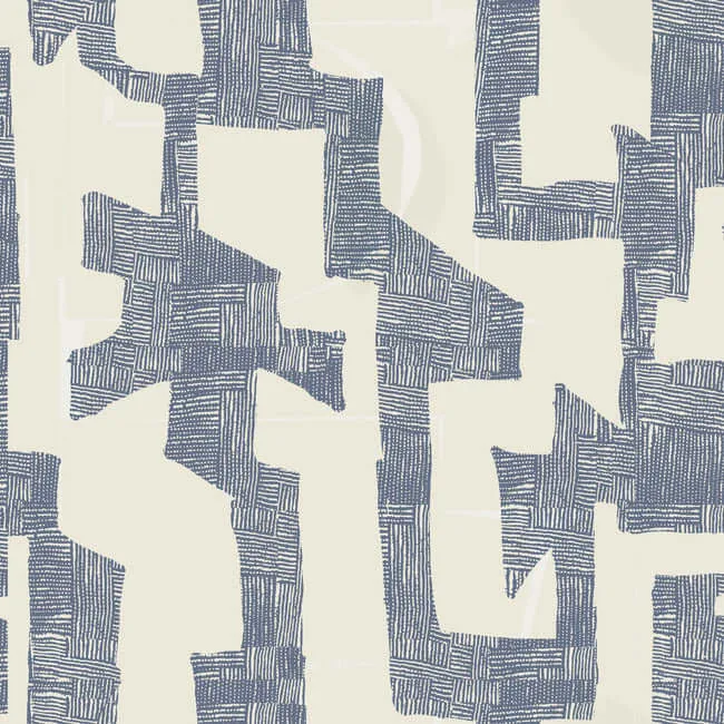 York Wallcoverings Modern Tribal wallpaper, color Almond & Navy, SKU AG2104