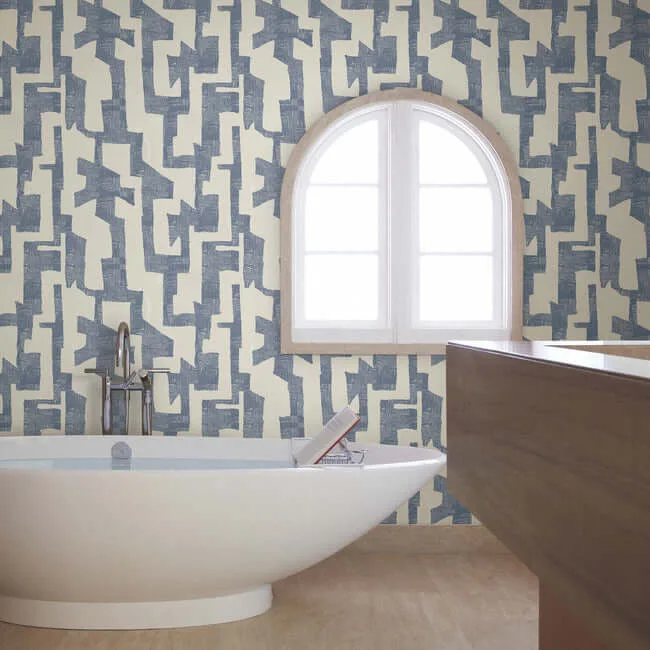 York Wallcoverings Modern Tribal wallpaper, color Almond & Navy, SKU AG2104