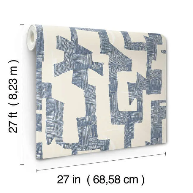 York Wallcoverings Modern Tribal wallpaper, color Almond & Navy, SKU AG2104