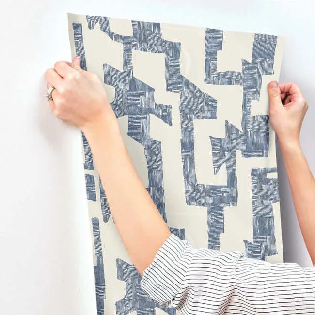 York Wallcoverings Modern Tribal wallpaper, color Almond & Navy, SKU AG2104