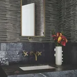 York Wallcoverings Water Reed Thatch wallpaper, color Black & Gold, SKU AG2095