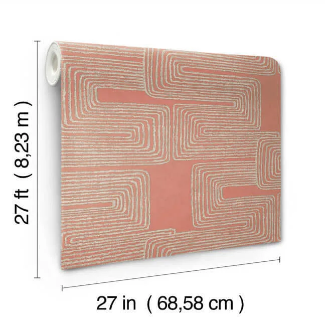 York Wallcoverings Zulu Thread - Coral & Glint Wallpaper | Buy Online York Wallcoverings Zulu Thread wallpaper, color Coral & Glint, SKU AG2031