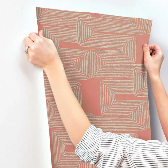 York Wallcoverings Zulu Thread - Coral & Glint Wallpaper | Buy Online York Wallcoverings Zulu Thread wallpaper, color Coral & Glint, SKU AG2031