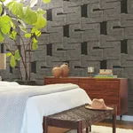 York Wallcoverings Zulu Thread wallpaper, color Black & Gold, SKU AG2032
