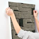York Wallcoverings Zulu Thread wallpaper, color Black & Gold, SKU AG2032