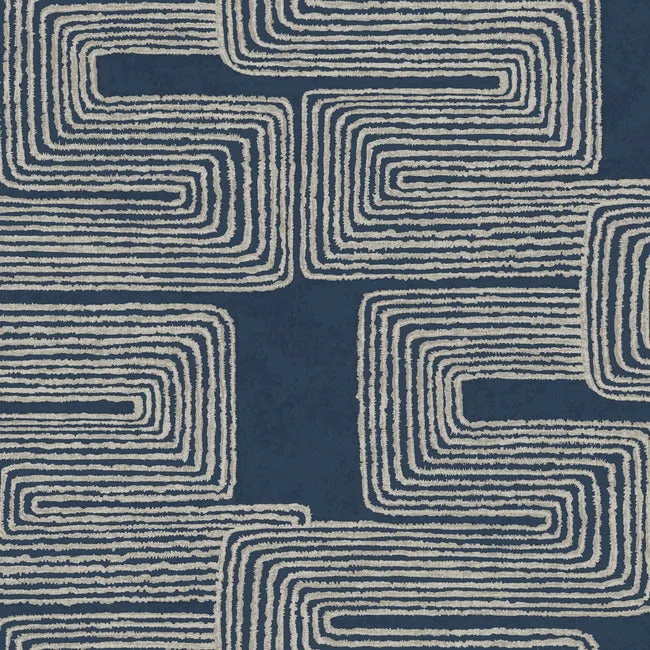 York Wallcoverings Zulu Thread wallpaper, color Midnight & Silver, SKU AG2033