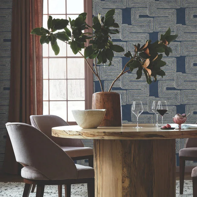 York Wallcoverings Zulu Thread - Midnight & Silver Wallpaper | Buy Online York Wallcoverings Zulu Thread wallpaper, color Midnight & Silver, SKU AG2033