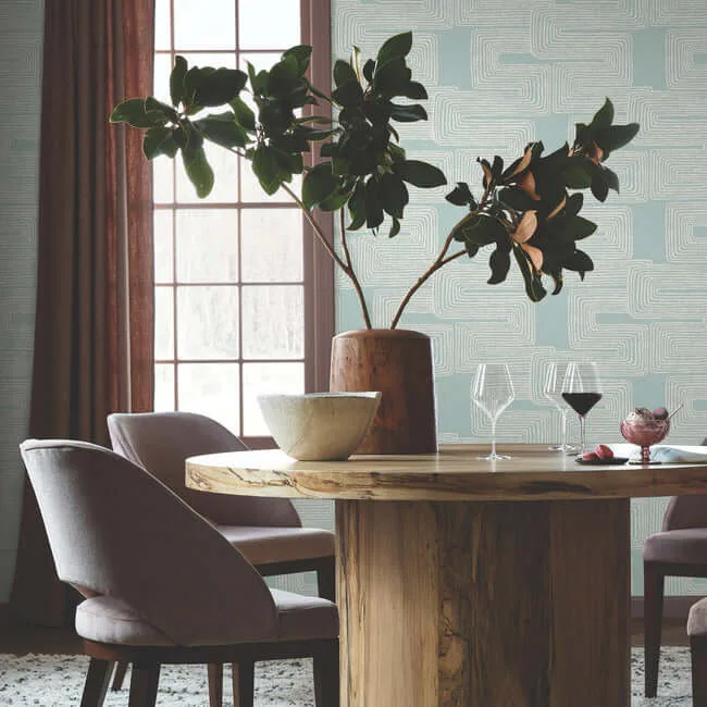 York Wallcoverings Zulu Thread wallpaper, color Azure & Gold, SKU AG2034