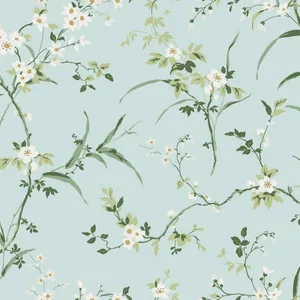 York Wallcoverings Blossom Branches wallpaper, color Spa Blue, SKU BL1742