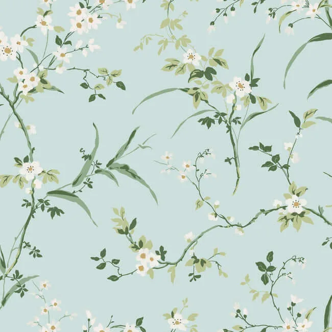 York Wallcoverings Blossom Branches wallpaper, color Spa Blue, SKU BL1742