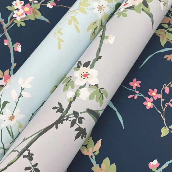 York Wallcoverings Blossom Branches wallpaper, color Spa Blue, SKU BL1742