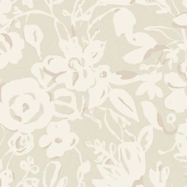 York Wallcoverings Brushstroke Floral wallpaper, color Taupe, SKU BL1735