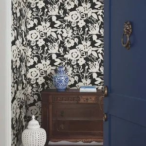 York Wallcoverings Brushstroke Floral wallpaper, color Black, SKU BL1733