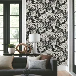 York Wallcoverings Brushstroke Floral - Black Wallpaper | Buy Online York Wallcoverings Brushstroke Floral wallpaper, color Black, SKU BL1733