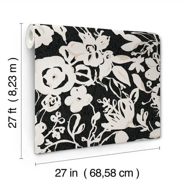 York Wallcoverings Brushstroke Floral - Black Wallpaper | Buy Online York Wallcoverings Brushstroke Floral wallpaper, color Black, SKU BL1733