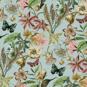 York Wallcoverings Butterfly House wallpaper, color Sky Blue, SKU BL1725