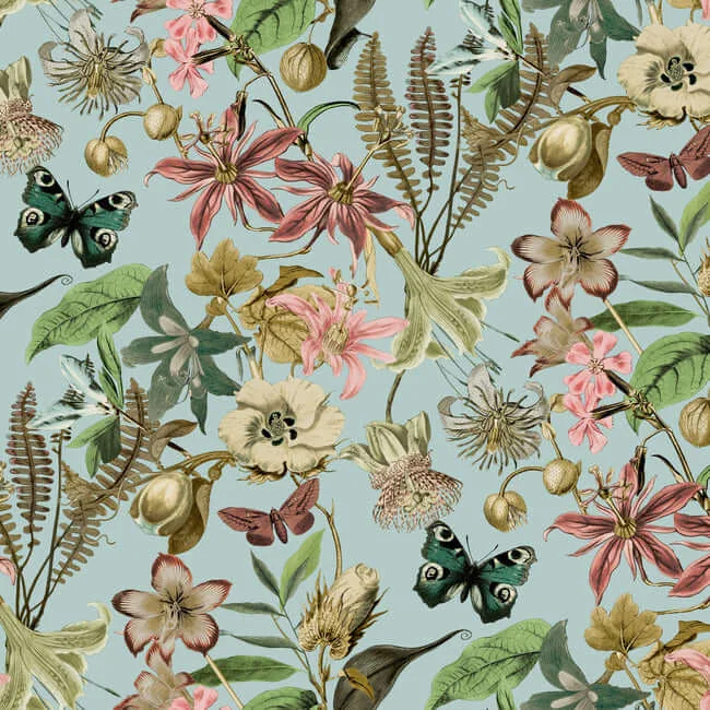 York Wallcoverings Butterfly House wallpaper, color Sky Blue, SKU BL1725