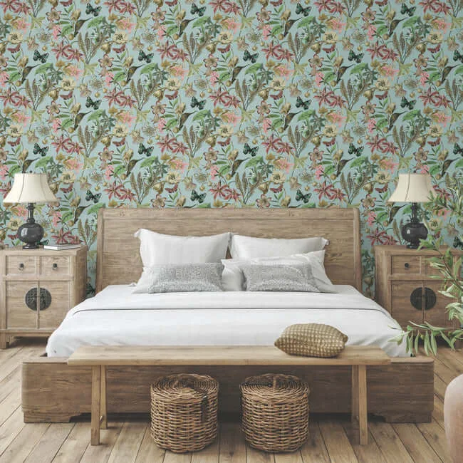 York Wallcoverings Butterfly House wallpaper, color Sky Blue, SKU BL1725