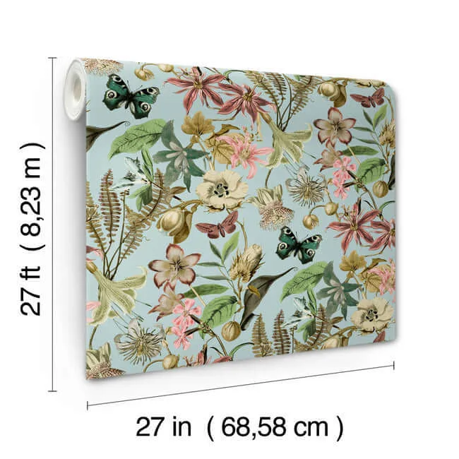 York Wallcoverings Butterfly House wallpaper, color Sky Blue, SKU BL1725