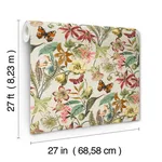 York Wallcoverings Butterfly House wallpaper, color Light Taupe & Coral, SKU BL1724