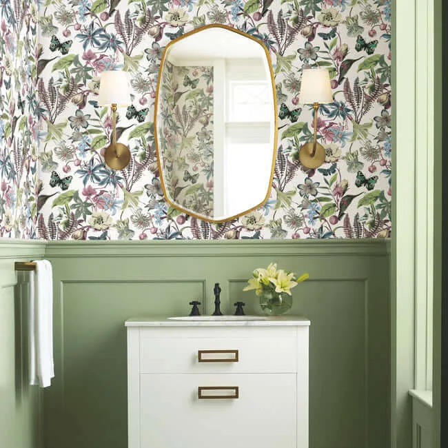 York Wallcoverings Butterfly House - White & Fuchsia Wallpaper | Buy Online York Wallcoverings Butterfly House wallpaper, color White & Fuchsia, SKU BL1721