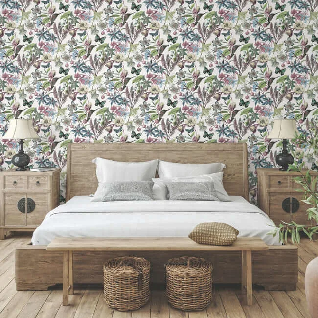 York Wallcoverings Butterfly House - White & Fuchsia Wallpaper | Buy Online York Wallcoverings Butterfly House wallpaper, color White & Fuchsia, SKU BL1721