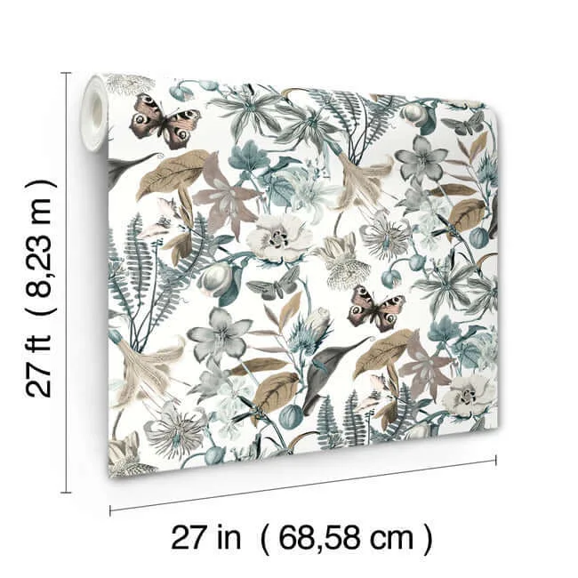 York Wallcoverings Butterfly House - White & Blue Wallpaper | Buy Online York Wallcoverings Butterfly House wallpaper, color White & Blue, SKU BL1722