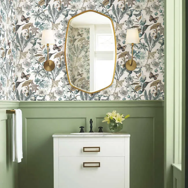 York Wallcoverings Butterfly House - White & Blue Wallpaper | Buy Online York Wallcoverings Butterfly House wallpaper, color White & Blue, SKU BL1722