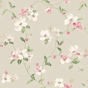 York Wallcoverings Dogwood wallpaper, color Taupe, SKU BL1763