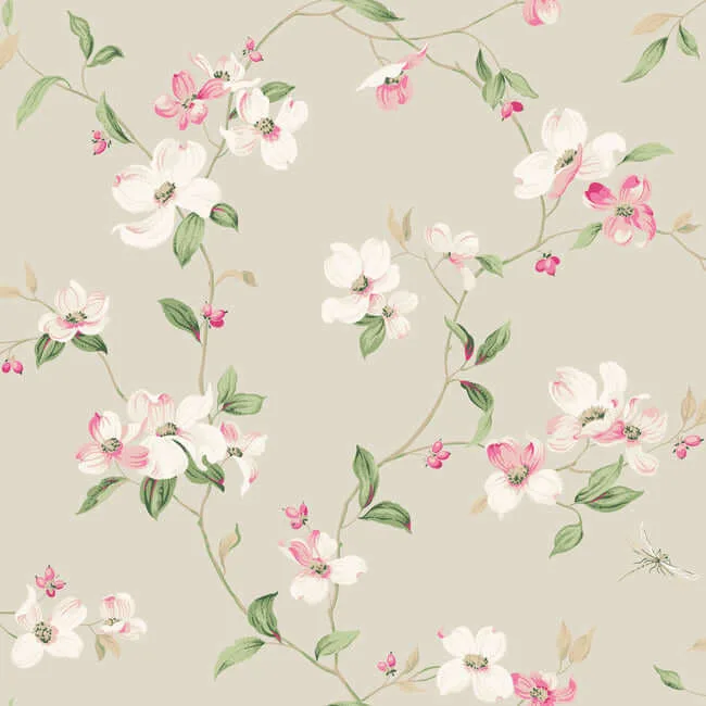 York Wallcoverings Dogwood wallpaper, color Taupe, SKU BL1763