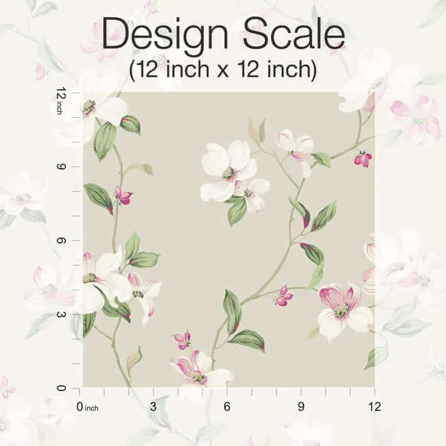York Wallcoverings Dogwood wallpaper, color Taupe, SKU BL1763