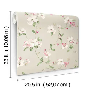 York Wallcoverings Dogwood wallpaper, color Taupe, SKU BL1763