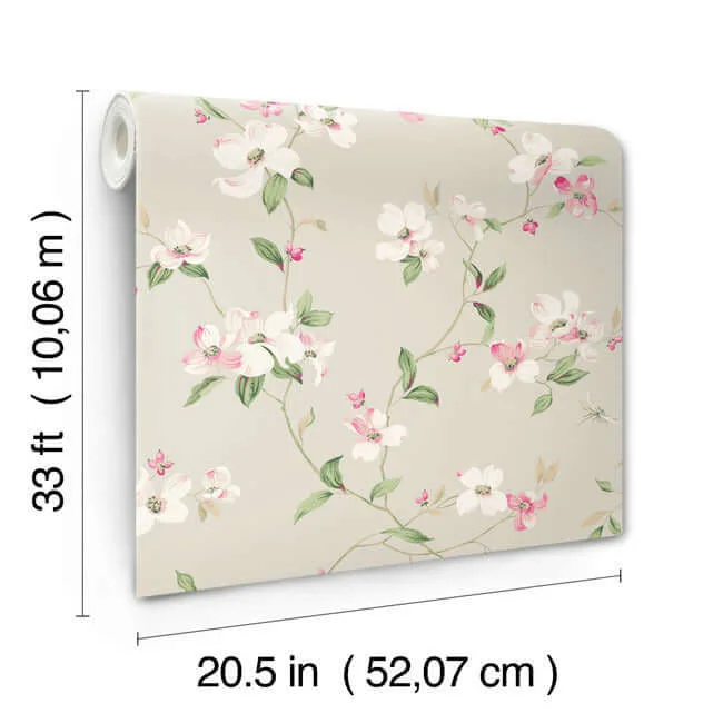 York Wallcoverings Dogwood wallpaper, color Taupe, SKU BL1763
